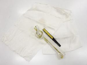 リサイクル　正絹　花模様織出し帯揚げ・帯締めセット（扇子付）
